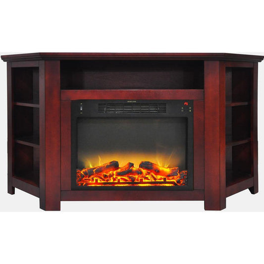 Cambridge Cambridge Stratford 56 In. Electric Corner Fireplace in Cherry with Enhanced Fireplace Display