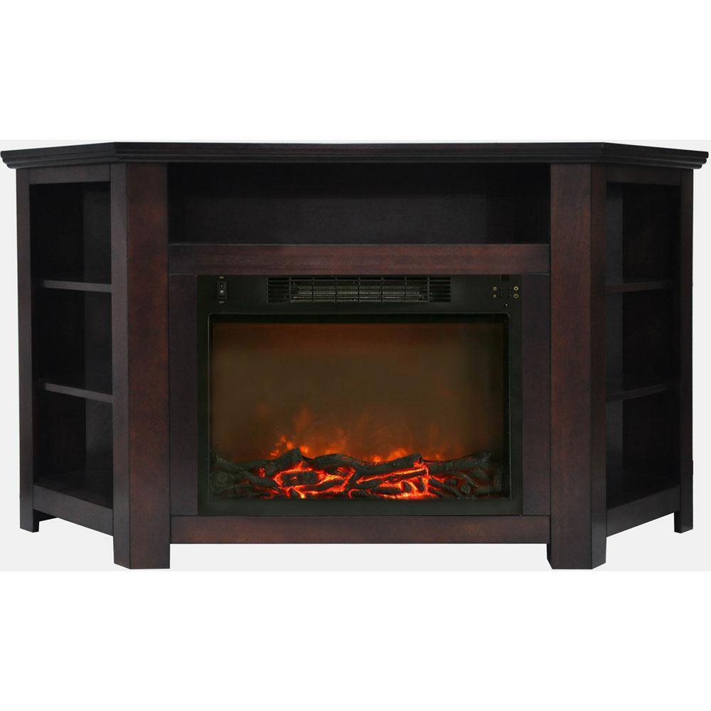 Cambridge Cambridge Stratford 56 In. Electric Corner Fireplace in Mahogany with 1500W Fireplace Insert