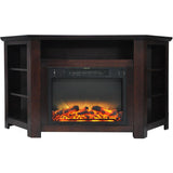 Cambridge Cambridge Stratford 56 In. Electric Corner Fireplace in Mahogany with Enhanced Fireplace Display
