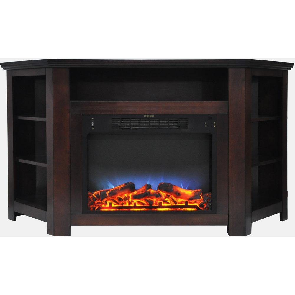 Cambridge Cambridge Stratford 56 In. Electric Corner Fireplace in Mahogany with LED Multi-Color Display