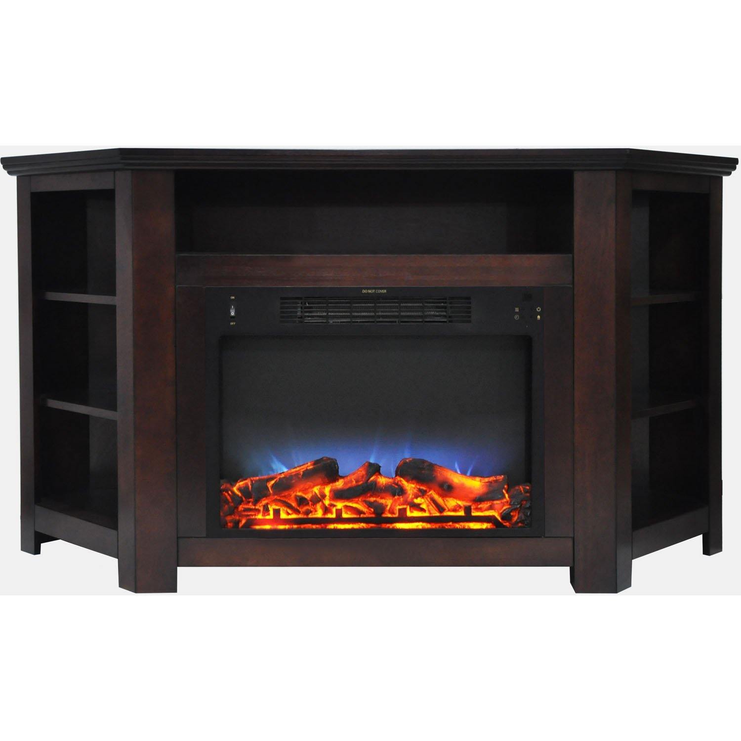 Cambridge Cambridge Stratford 56 In. Electric Corner Fireplace in Mahogany with LED Multi-Color Display