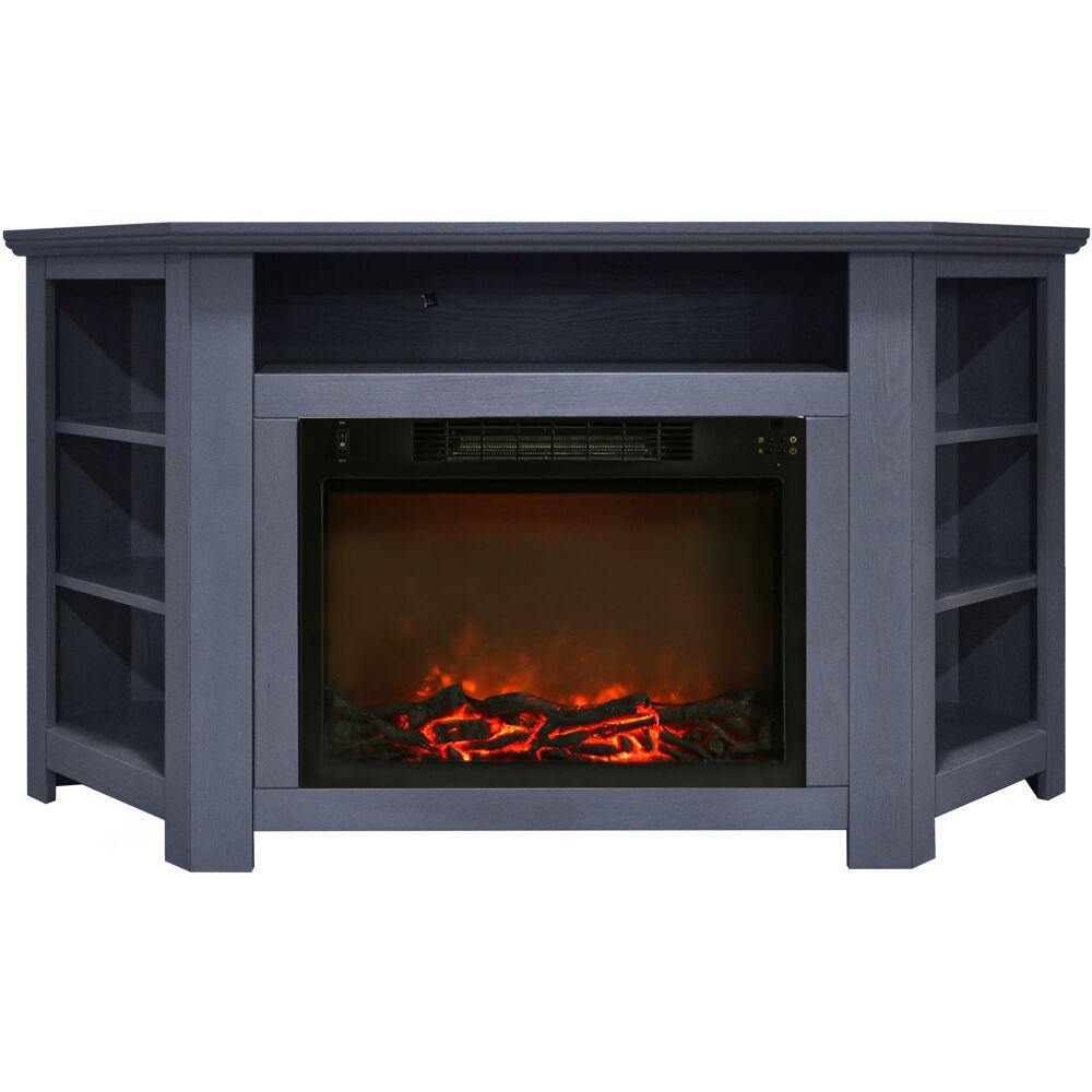 Cambridge Cambridge Stratford 56 In. Electric Corner Fireplace in Slate Blue with 1500W Fireplace Insert