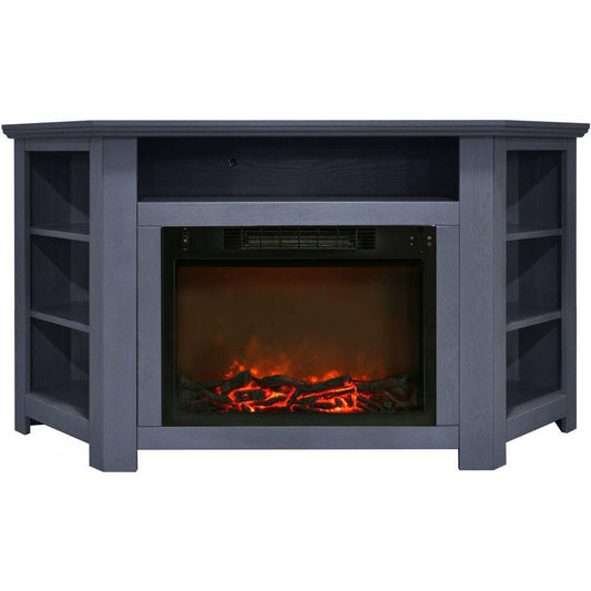Cambridge Cambridge Stratford 56 In. Electric Corner Fireplace in Slate Blue with 1500W Fireplace Insert