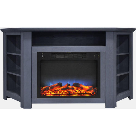 Cambridge Cambridge Stratford 56 In. Electric Corner Fireplace in Slate Blue with LED Multi-Color Display