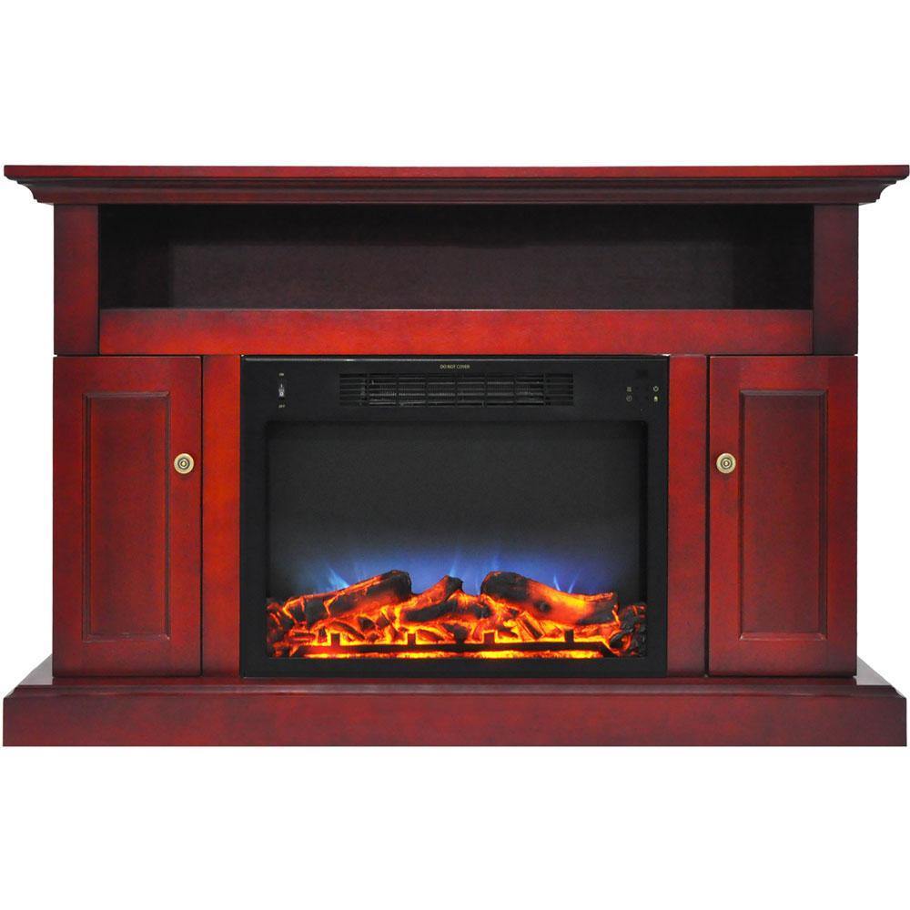 Cambridge Cherry Cambridge Sorrento Electric Fireplace with Multi-Color LED Insert and 47 In. Entertainment Stand in Cherry