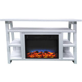 Cambridge Color_White Cambridge 32-In. Sawyer Industrial Electric Fireplace Mantel with Realistic Log and Grate Insert and Color Changing Flames,