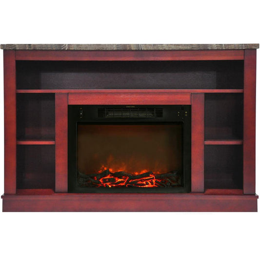 Cambridge Electric Fireplace Cherry Cambridge 47 In. Electric Fireplace with a 1500W Log Insert and Cherry Mantel