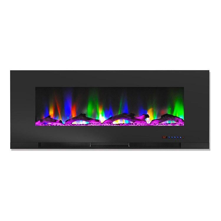 Cambridge Electric Wall-hung Fireplaces Black Cambridge 50 In. Wall-Mount Electric Fireplace in Black with Multi-Color Flames and Crystal Rock Display,