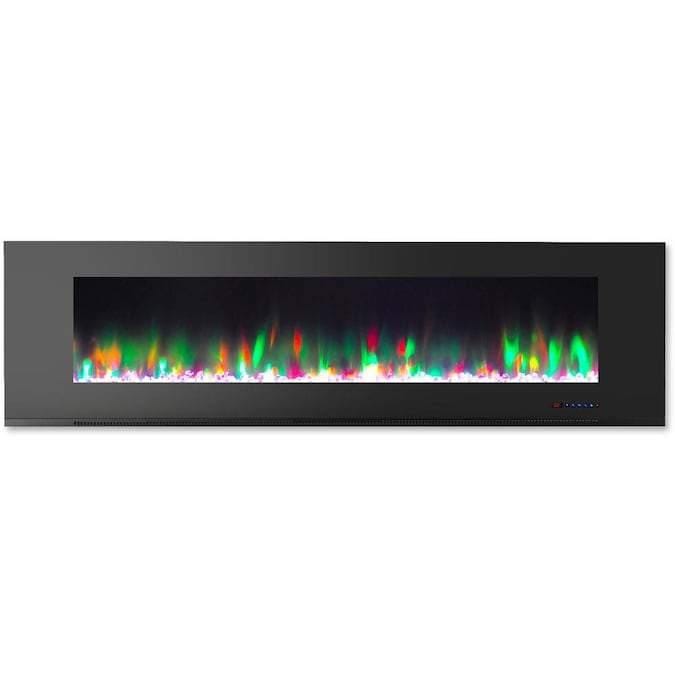Cambridge Electric Wall-hung Fireplaces Black Cambridge 72 In. Wall-Mount Electric Fireplace in Black with Multi-Color Flames and Crystal Rock Display