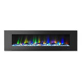 Cambridge Electric Wall-hung Fireplaces Black Cambridge 72 In. Wall-Mount Electric Fireplace in Black with Multi-Color Flames and Driftwood Log Display