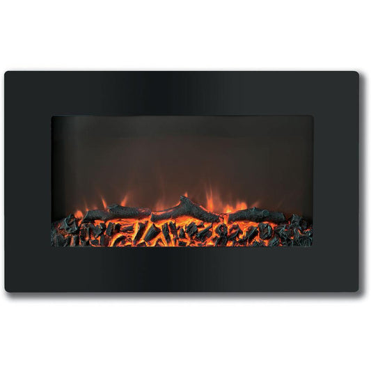 Cambridge Electric Wall-hung Fireplaces Black Cambridge Callisto 30 In. Wall-Mount Electric Fireplace with Flat-Panel and Realistic Logs