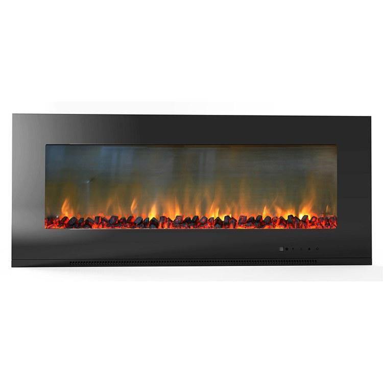 Cambridge Electric Wall-hung Fireplaces Black Cambridge Metropolitan 56 In. Wall-Mount Electric Fireplace in White with Burning Log Display
