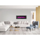 Cambridge Electric Wall-hung Fireplaces Cambridge 60 In. Wall-Mount Electric Fireplace in Black with Multi-Color Flames and Driftwood Log Display,