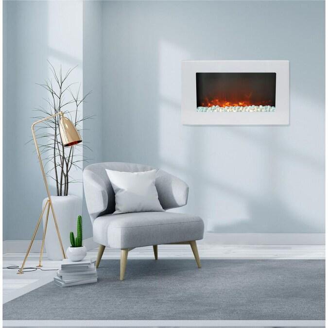 Cambridge Electric Wall-hung Fireplaces Cambridge Callisto 30 In. Wall-Mount Electric Fireplace with Flat Panel and Crystal Rocks