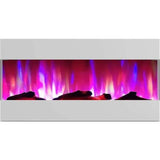 Cambridge Electric Wall-hung Fireplaces White Cambridge 42 In. Recessed Wall Mounted Electric Fireplace with Logs and LED Color Changing Display, Black