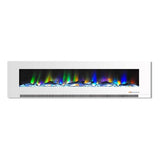 Cambridge Electric Wall-hung Fireplaces White Cambridge 78 In. Wall-Mount Electric Fireplace in Black with Multi-Color Flames and Driftwood Log Display