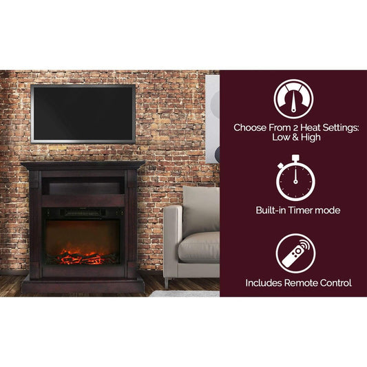 Cambridge Fireplace Mantels and Entertainment Centers Cambridge 34-In. Sienna Electric Fireplace w/ 1500W Log Insert and Mahogany Mantel