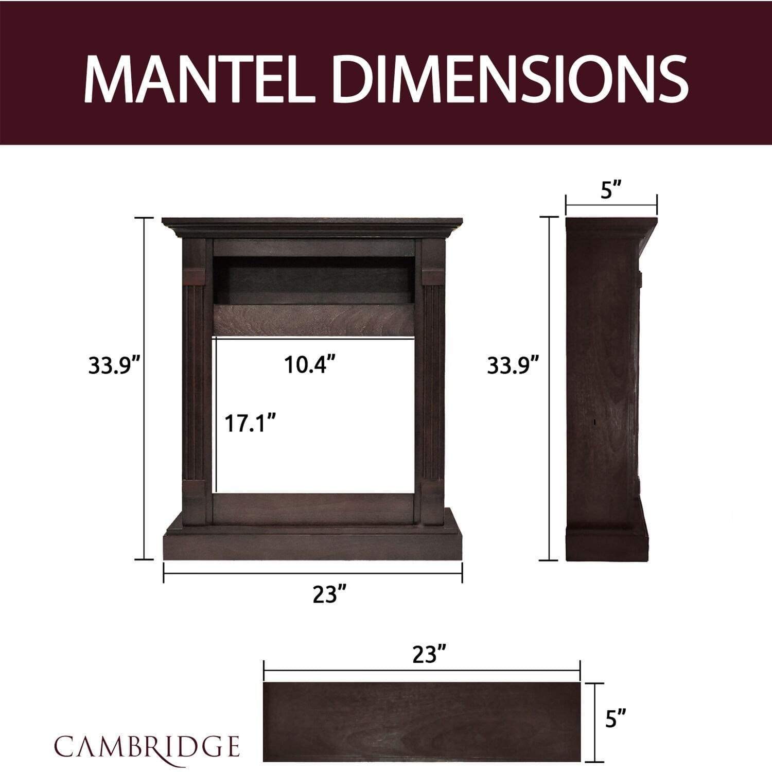 Cambridge Fireplace Mantels and Entertainment Centers Cambridge 34-In. Sienna Electric Fireplace w/ 1500W Log Insert and Mahogany Mantel