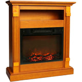 Cambridge Fireplace Mantels and Entertainment Centers Cambridge 34-In. Sienna Electric Fireplace w/ 1500W Log Insert and Teak Mantel
