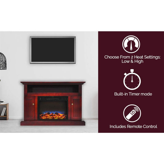 Cambridge Fireplace Mantels and Entertainment Centers Cambridge 47-In. Sorrento Electric Fireplace with Multi-Color LED Insert and Entertainment Stand in Cherry