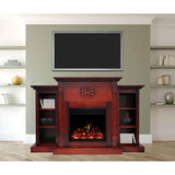 Cambridge Fireplace Mantels and Entertainment Centers Cambridge Sanoma Electric Fireplace Heater with 72-In. Cherry Mantel, Bookshelves, Enhanced Log Display, Multi-Color Flames, and Remote