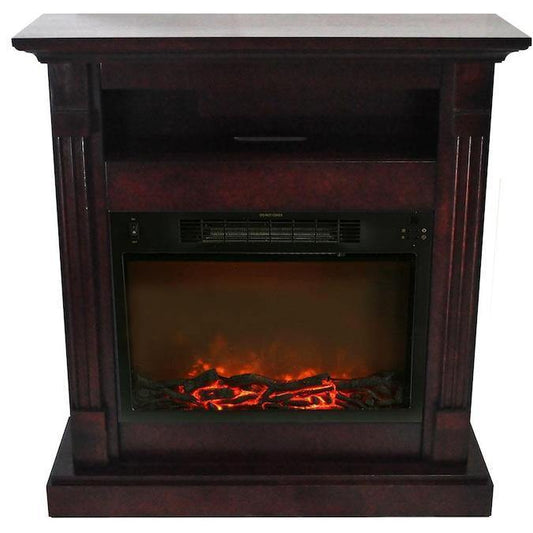 Cambridge Fireplace Mantels and Entertainment Centers Cambridge Sienna 34 In. Electric Fireplace w/ 1500W Log Insert and Mahogany Mantel