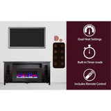 Cambridge Fireplace Mantels and Entertainment Centers Cambridge Somerset 70-In. Electric Fireplace TV Stand with Multi-Color LED Flames, Driftwood Log Display, and Remote Control