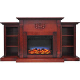 Cambridge Fireplace Mantels and Entertainment Centers Cherry Cambridge Sanoma 72 In. Electric Fireplace in Cherry with Bookshelves and Enhanced Log Display