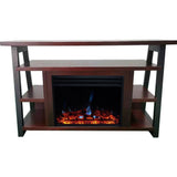 Cambridge Fireplace Mantels and Entertainment Centers Color_Mahogany/Black Cambridge 32-In. Sawyer Industrial Electric Fireplace Mantel with Enhanced Log Display and Color Changing Flames,