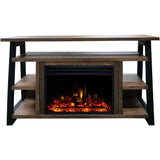 Cambridge Fireplace Mantels and Entertainment Centers Color_Walnut/Black Cambridge 32-In. Sawyer Industrial Electric Fireplace Mantel with Enhanced Log Display and Color Changing Flames,