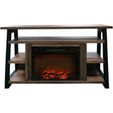 Cambridge Fireplace Mantels and Entertainment Centers Color_Walnut/Black Cambridge 32-In. Sawyer Industrial Electric Fireplace Mantel with Realistic Log Display and Color Changing Flames