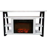 Cambridge Fireplace Mantels and Entertainment Centers Color_White/Black Cambridge 32-In. Sawyer Industrial Electric Fireplace Mantel with Realistic Log Display and Color Changing Flames