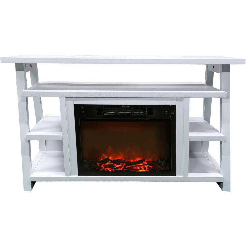 Cambridge Fireplace Mantels and Entertainment Centers Color_White Cambridge 32-In. Sawyer Industrial Electric Fireplace Mantel with Deep Crystal Display and Color Changing Flames, Mahogany,
