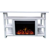 Cambridge Fireplace Mantels and Entertainment Centers Color_White Cambridge 32-In. Sawyer Industrial Electric Fireplace Mantel with Enhanced Log Display and Color Changing Flames,