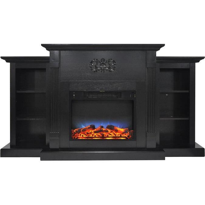 Cambridge Fireplace Mantels and Entertainment Centers Mahogany Cambridge Sanoma 72 In. Electric Fireplace in Cherry with Bookshelves and a Multi-Color LED Flame Display