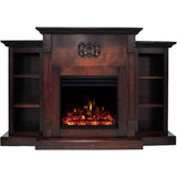 Cambridge Fireplace Mantels and Entertainment Centers Mahogany Cambridge Sanoma Electric Fireplace Heater with 72-In. Cherry Mantel, Bookshelves, Enhanced Log Display, Multi-Color Flames, and Remote