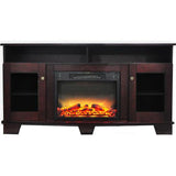Cambridge Fireplace Mantels and Entertainment Centers Mahogany Cambridge Savona 59 In. Electric Fireplace in Cherry with Entertainment Stand and Enhanced Log Display