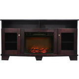 Cambridge Fireplace Mantels and Entertainment Centers Mahogany Cambridge Savona 59 In. Electric Fireplace in Mahogany with Entertainment Stand and Charred Log Display,