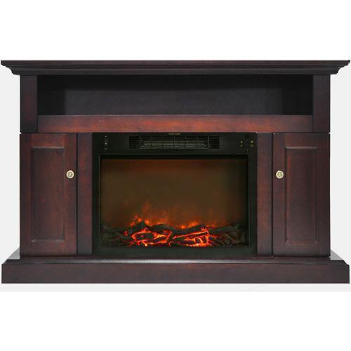 Cambridge Fireplace Mantels and Entertainment Centers Mahogany Cambridge Sorrento Electric Fireplace with Multi-Color LED Insert and 47 In. Entertainment Stand in Cherry