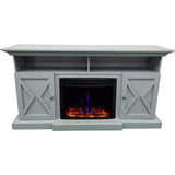 Cambridge Fireplace Mantels and Entertainment Centers Slate Blue Cambridge 62-in. Summit Farmhouse Style Electric Fireplace Mantel with Deep Log Insert, Mahogany