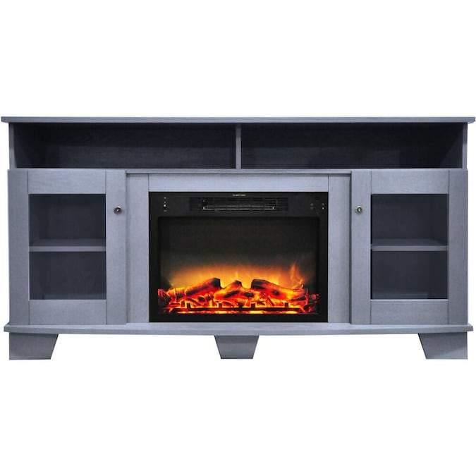 Cambridge Fireplace Mantels and Entertainment Centers Slate Blue Cambridge Savona 59 In. Electric Fireplace in Cherry with Entertainment Stand and Enhanced Log Display