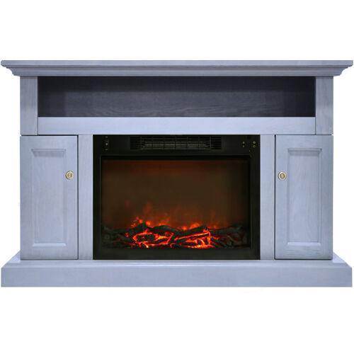 Cambridge Fireplace Mantels and Entertainment Centers Slate Blue Cambridge Sorrento Electric Fireplace with Multi-Color LED Insert and 47 In. Entertainment Stand in Cherry
