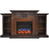 Cambridge Fireplace Mantels and Entertainment Centers Walnut Cambridge Sanoma 72 In. Electric Fireplace in Cherry with Bookshelves and a Multi-Color LED Flame Display