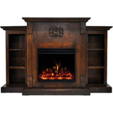 Cambridge Fireplace Mantels and Entertainment Centers Walnut Cambridge Sanoma Electric Fireplace Heater with 72-In. Cherry Mantel, Bookshelves, Enhanced Log Display, Multi-Color Flames, and Remote