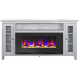 Cambridge Fireplace Mantels and Entertainment Centers White/Black Cambridge Somerset 70-In. Electric Fireplace TV Stand with Multi-Color LED Flames, Driftwood Log Display, and Remote Control