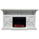 Cambridge Fireplace Mantels and Entertainment Centers White Cambridge 62-in. Summit Farmhouse Style Electric Fireplace Mantel with Deep Log Insert, Mahogany