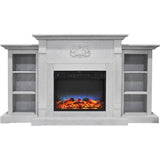 Cambridge Fireplace Mantels and Entertainment Centers White Cambridge Sanoma 72 In. Electric Fireplace in Cherry with Bookshelves and a Multi-Color LED Flame Display