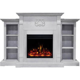Cambridge Fireplace Mantels and Entertainment Centers White Cambridge Sanoma Electric Fireplace Heater with 72-In. Cherry Mantel, Bookshelves, Enhanced Log Display, Multi-Color Flames, and Remote