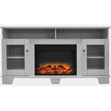 Cambridge Fireplace Mantels and Entertainment Centers White Cambridge Savona 59 In. Electric Fireplace in Cherry with Entertainment Stand and Enhanced Log Display
