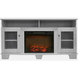 Cambridge Fireplace Mantels and Entertainment Centers White Cambridge Savona 59 In. Electric Fireplace in Mahogany with Entertainment Stand and Charred Log Display,